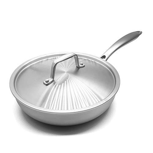 Fortune Candy 8-Inch Fry Pan with Lid, 3-ply, 18/8 Stainless Steel - Fortune Candy