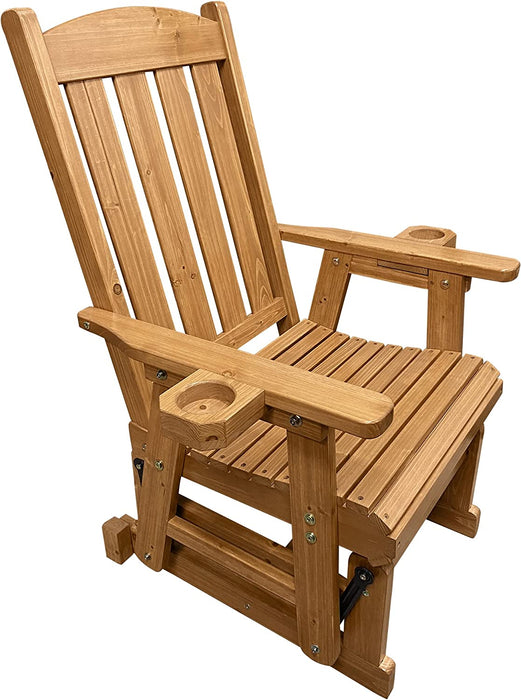 Wooden Patio Glider 1-Seater, with Cupholders