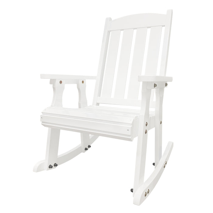 Wooden Rocking Chair with Comfortable Backrest Inclination, High Backrest and Deep Contoured Seat
(White)