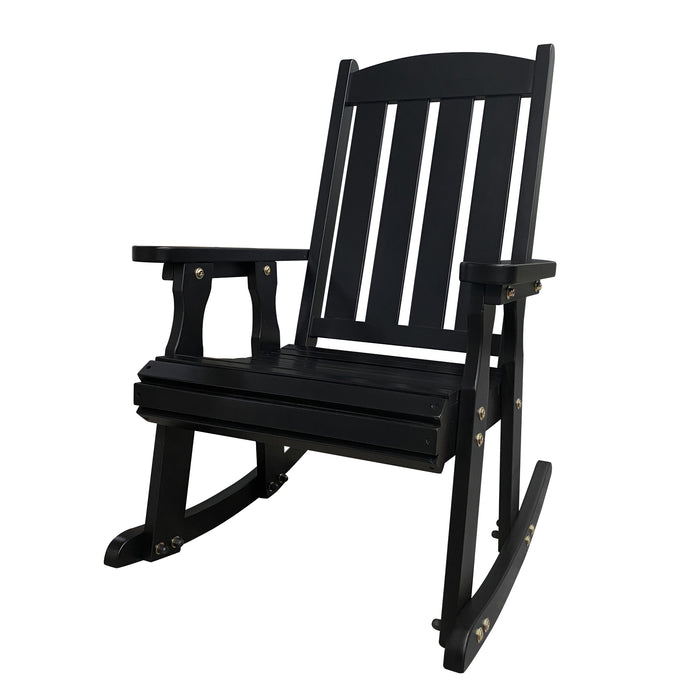 Wooden Rocking Chair with Comfortable Backrest Inclination, High Backrest and Deep Contoured Seat
(Black)