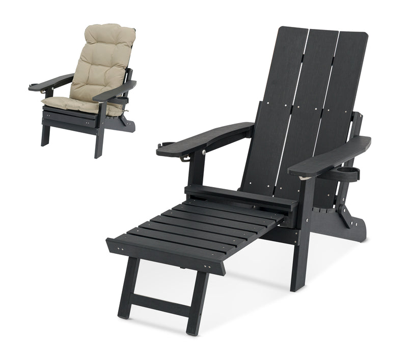 HIPS Adirondack Chair with Cushion, Black