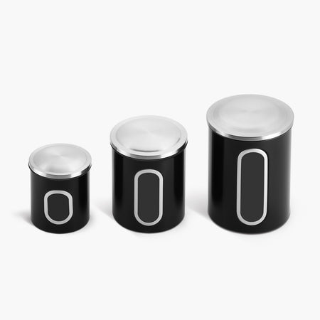 Fortune Candy Stainless Steel Canister Sets with Anti-Fingerprint Lid and Visible Window, Cereal Container Set of 3 (Black) - Fortune Candy
