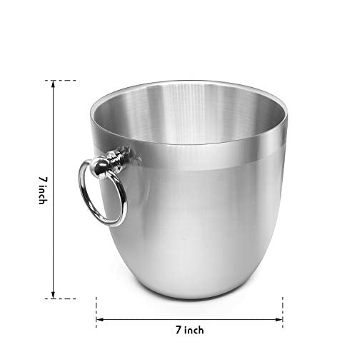 Fortune Candy Insulated Ice Bucket - Double Walled Stainless Steel Ice Bucket with Ice Tongs, Scoop, Lid, and Exclusive Handmade Nylon Holder - 2.8 L (Black)