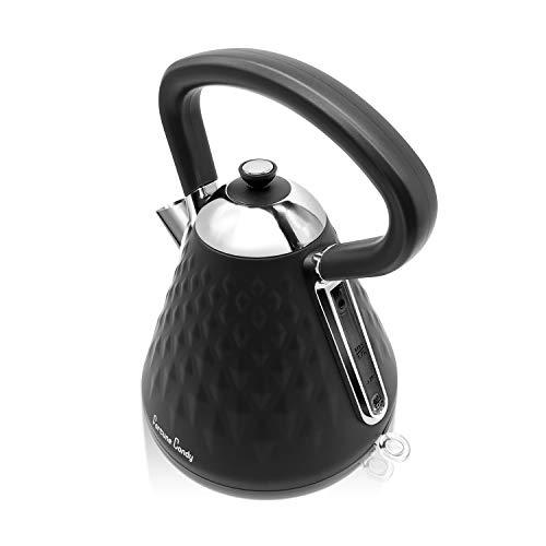 Fortune Candy KS-1011E Electric Kettle, Stainless Steel, with Diamond Pattern, Matte Black - Fortune Candy