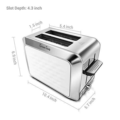 Fortune Candy 2-Slice Toaster, Stainless Steel, with Diamond Pattern, White - Fortune Candy