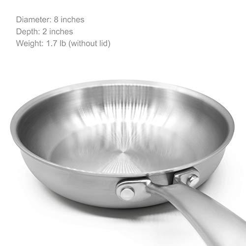 Fortune Candy 10-Inch Fry Pan with Lid, 3-ply Skillet, 18/8 Stainless