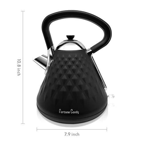 Fortune Candy KS-1011E Electric Kettle, Stainless Steel, with Diamond Pattern, Matte Black - Fortune Candy