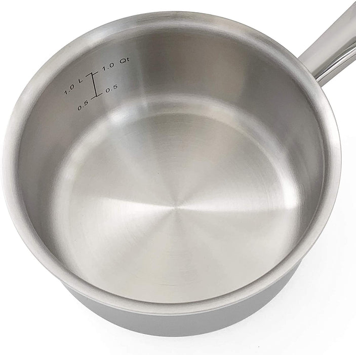 Fortune Candy 1.6-Quart Saucepan with Lid, Tri-Ply, 18/10 Stainless Steel, Comfortable Grip & Advanced Welding Technology, Dishwasher Safe, Induction Ready, Mirror Finish, Silver